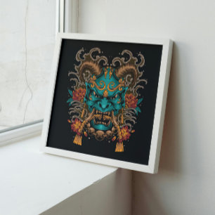 Azure Oni Mask Poster