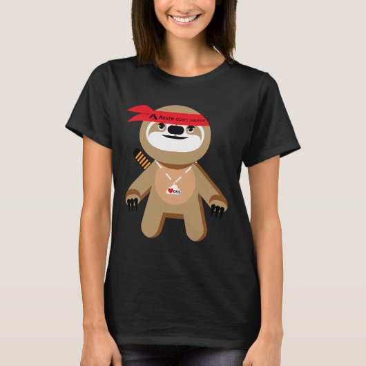 Azure Open Source Brady The Ninja Sloth T-shirt (Voorkant)