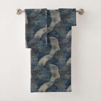 Azure Ripples of Tranquility Shibori Japans Bad Handdoek