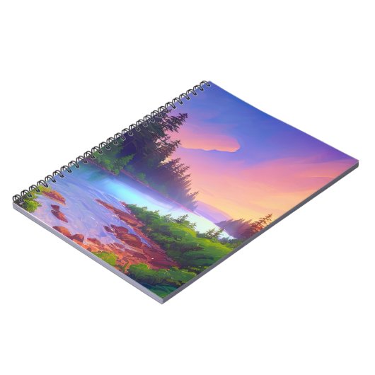 Azure River Tussen de Sereniteit van een dennenbos Notitieboek (Linkerzijde)