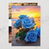 Azure Romance: Seaside Sunset Rozen Wedding Invita Kaart (Voorkant / Achterkant)