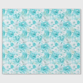 Azure Rose Bouquet: Waterverf bruiloft Cadeaupapier (Vlak)