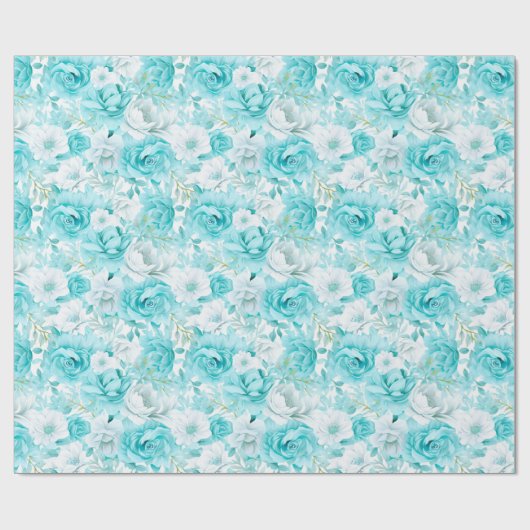 Azure Rose Bouquet: Waterverf bruiloft Cadeaupapier (Vlak)
