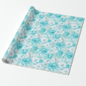 Azure Rose Bouquet: Waterverf bruiloft Cadeaupapier (Uitgerold)