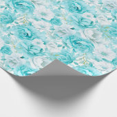 Azure Rose Bouquet: Waterverf bruiloft Cadeaupapier (Hoek)