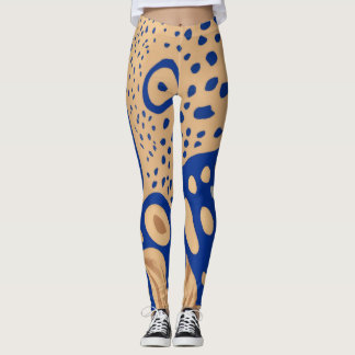 Azure Safari: Leggings met Blue en Sand Animal