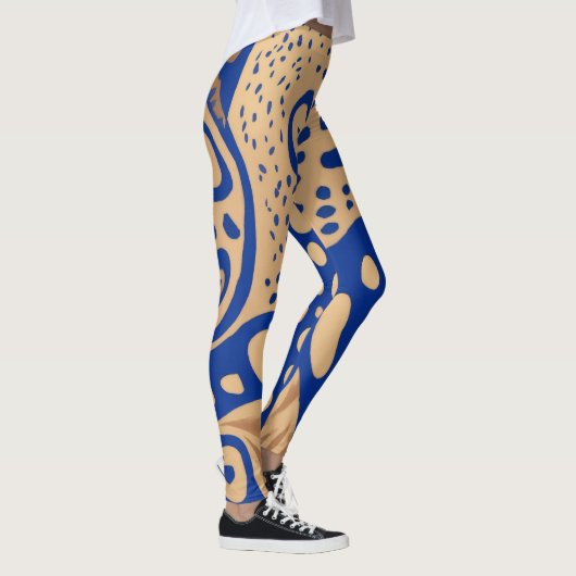 Azure Safari: Leggings met Blue en Sand Animal (Rechts)