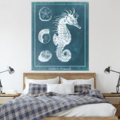 Azure Seahorse Study I Canvas Afdruk (Insitu (Slaapkamer))