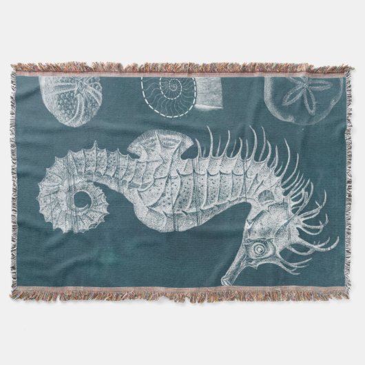 Azure Seahorse Study I Deken (Voorkant)