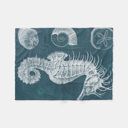 Azure Seahorse Study I Fleece Deken (Voorkant (Horizontaal))