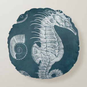 Azure Seahorse Study I Rond Kussen