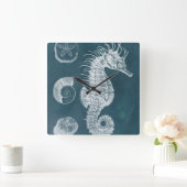 Azure Seahorse Study I Vierkante Klok (Huis)