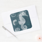 Azure Seahorse Study I Vierkante Sticker (Envelop)