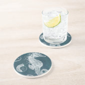 Azure Seahorse Study I Zandsteen Onderzetter (Zijkant)