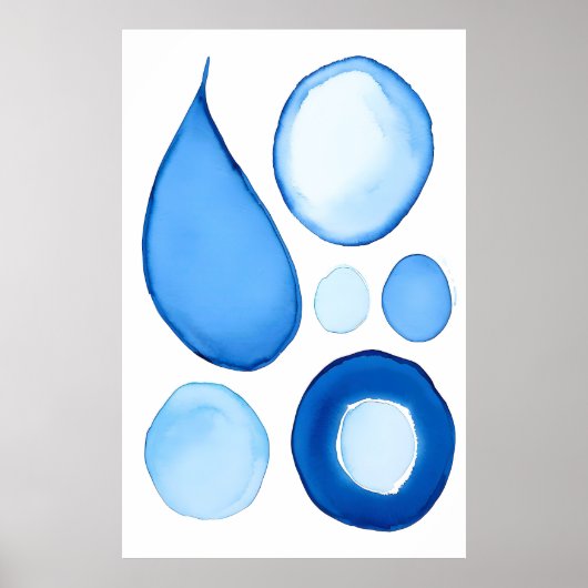 Azure Serene Curves Abstract Poster (Voorkant)