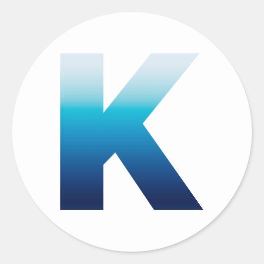Azure Sky to Dark Ocean Blue Gradient Monogram K Ronde Sticker (Voorkant)