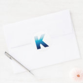 Azure Sky to Dark Ocean Blue Gradient Monogram K Ronde Sticker (Envelop)