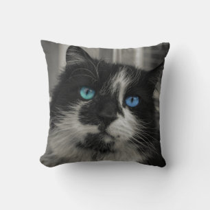 Azure Soul Zwarte Kat Blauwe Ogen Worp Kussen