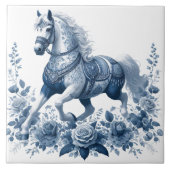 Azure Steed: Floral Grace Tegeltje (Voorkant)