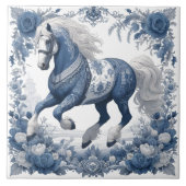 Azure Steed: Floral Majesty Tegel Tegeltje (Voorkant)