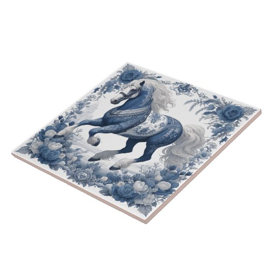 Azure Steed: Floral Majesty Tegel Tegeltje (Zijkant)