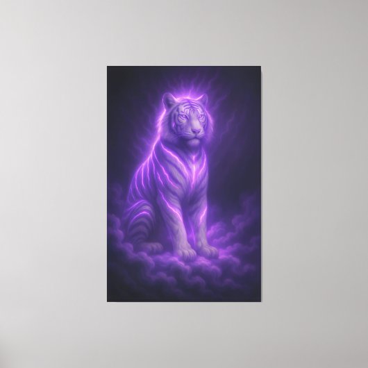 Azure Thunder White Tiger – Skyborn Majesty Canvas Afdruk (Voorkant)