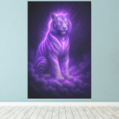 Azure Thunder White Tiger – Skyborn Majesty Canvas Afdruk (Insitu (Houten vloer))