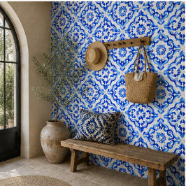 Azure Tides Hand Painted Blue Watercolor Mosaic Tegeltje