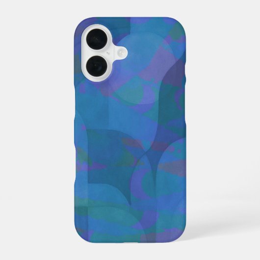 Azure Tides – Oceanische Abstracte Geometrie iPhone 16 Hoesje (Achterkant)