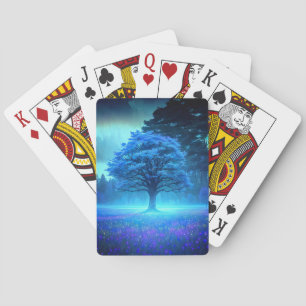 Azure Tree Bathed in Charming Moonlit Pokerkaarten