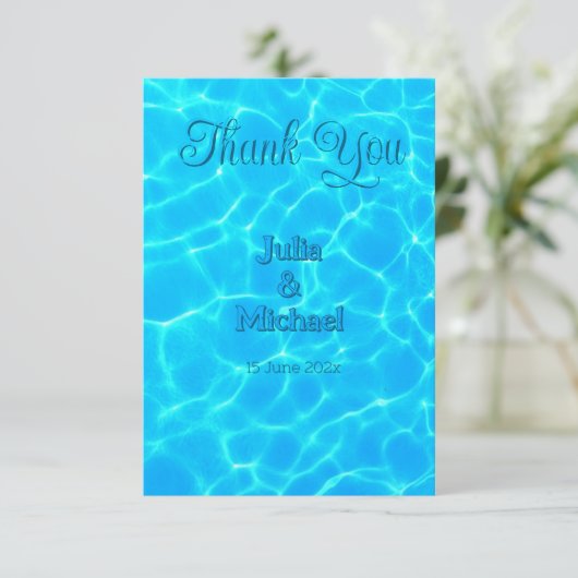 Azure Turquoise Blue Water Reflection Minimalism Bedankkaart (Staand voorkant)