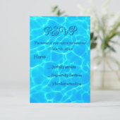 Azure Turquoise Blue Water Reflection Minimalism RSVP Kaartje (Staand voorkant)