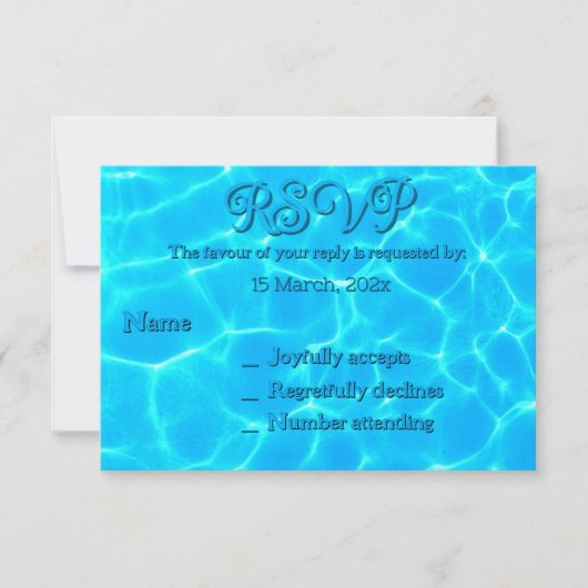 Azure Turquoise Blue Water Reflection Minimalism RSVP Kaartje (Voorkant)
