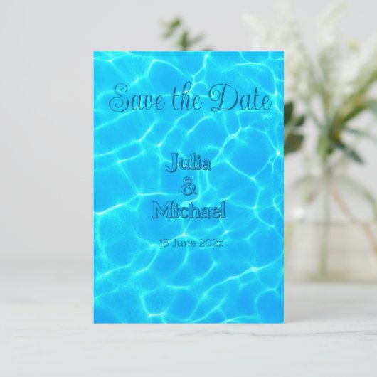 Azure Turquoise Blue Water Reflection Minimalism Save The Date (Staand voorkant)