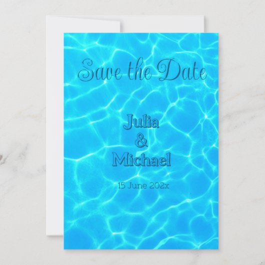 Azure Turquoise Blue Water Reflection Minimalism Save The Date (Voorkant)