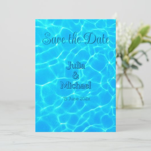 Azure Turquoise Blue Water Reflection Minimalism Save The Date (Staand voorkant)