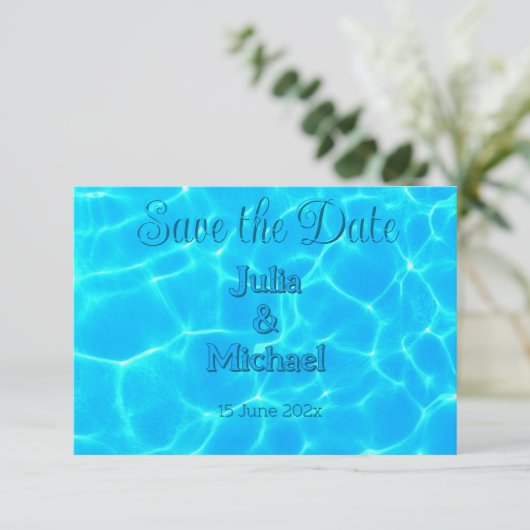 Azure Turquoise Blue Water Reflection Minimalism Save The Date (Staand voorkant)