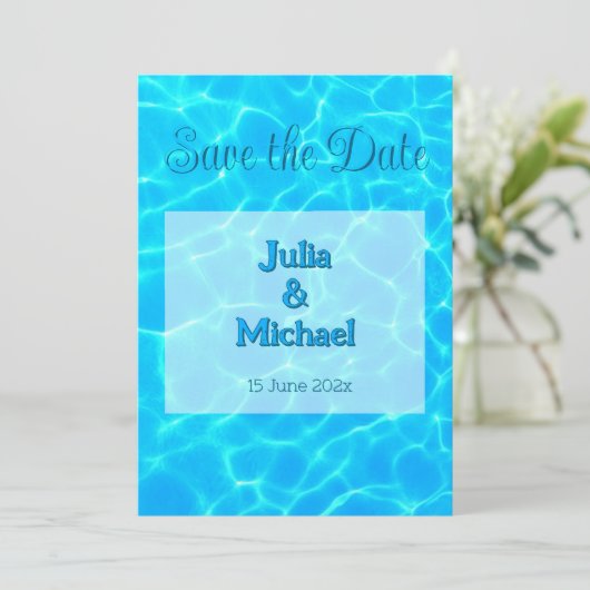 Azure Turquoise Blue Water Reflection Minimalism Save The Date (Staand voorkant)