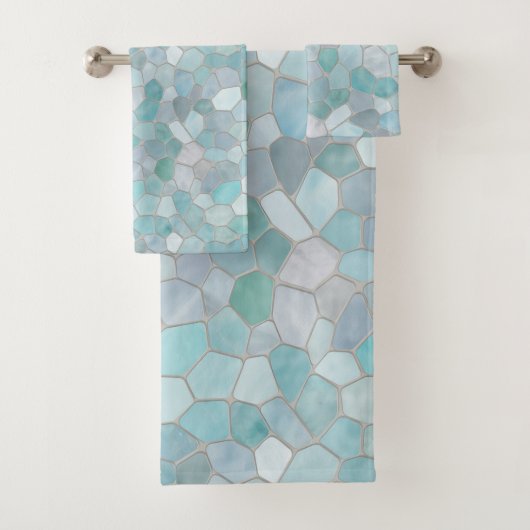 Azure Verdigris Mosaic Bad Handdoek (Insitu)