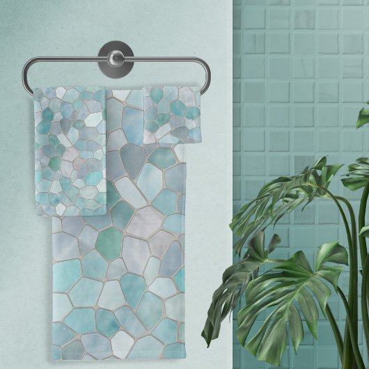 Azure Verdigris Mosaic Bad Handdoek