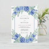 Azure Vivid Hydrangea Spring Wedding Kaart (Staand voorkant)