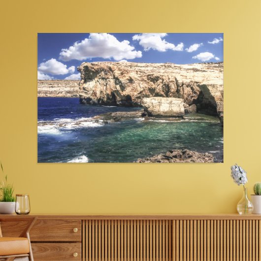 Azure Window Attraction op het eiland Gozo Canvas Afdruk (Insitu (Woonkamer))