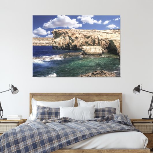 Azure Window Attraction op het eiland Gozo Canvas Afdruk (Insitu (Slaapkamer))