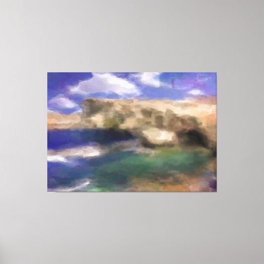 Azure Window in Gozo Island Waterverf Canvas Afdruk (Voorkant)