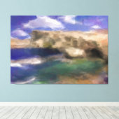 Azure Window in Gozo Island Waterverf Canvas Afdruk (Insitu (Houten vloer))