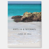Azure Zee Sandy Beach Photo Wedding Save the Date Magneet (Voorkant)