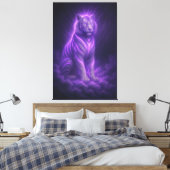 Azuren Donder Witte Tijger – Hemelse Majesteit Canvas Afdruk (Insitu (Slaapkamer))