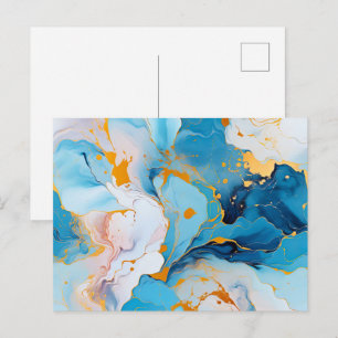 Azuren marmer met gouden spetters briefkaart