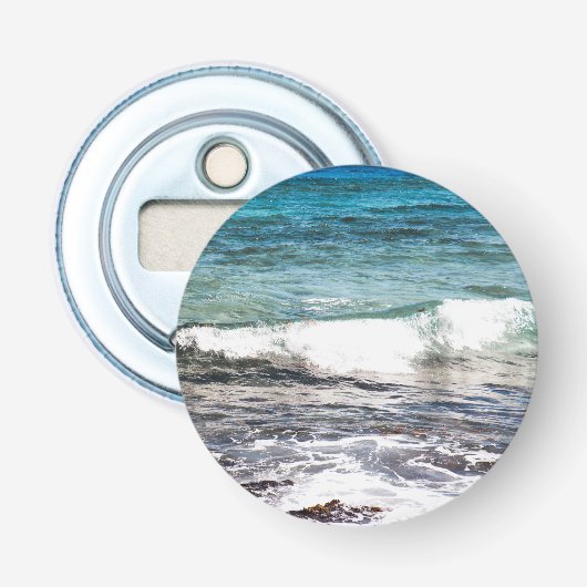 Azuren Oceaan  Button Flesopener (Voorkant)