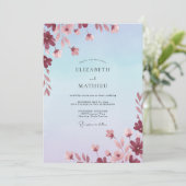 Azurene Mauve Wilde Bloemen Bruiloft Kaart (Staand voorkant)